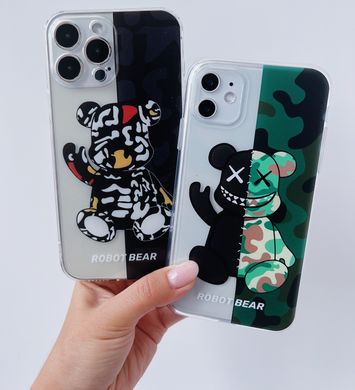 Чохол прозорий Print Robot Bear для iPhone 12 | 12 PRO Black - ash-mobile.com.ua - фото 4