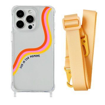 Чохол прозорий з ремінцем Print Mood swings для iPhone X | XS Live in the moment/Yellow - ash-mobile.com.ua - фото 1