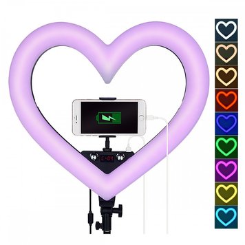 Кольорова кільцева лампа у формі Серця Color Heart BX-34 RGB (47 см) + тринога - ash-mobile.com.ua - фото 1