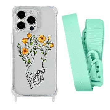 Чохол прозорий з ремінцем Print Leaves для iPhone X | XS Hands Flower/Avocado - ash-mobile.com.ua - фото 1