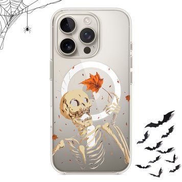 Чохол прозорий Print Halloween with MagSafe для iPhone 17 PRO Skeleton