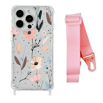 Чохол прозорий з ремінцем Print Flower для iPhone 14 Plus Floral Dream/Pink - ash-mobile.com.ua - фото 1