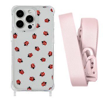 Чехол прозрачный с ремешком Print Happy Nice для iPhone 13 Lazybug/Pink Sand - ash-mobile.com.ua - фото 1