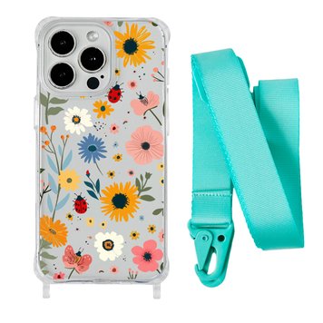 Чохол прозорий з ремінцем Print Flower для iPhone 12 | 12 PRO Sunflower/Spearmint - ash-mobile.com.ua - фото 1