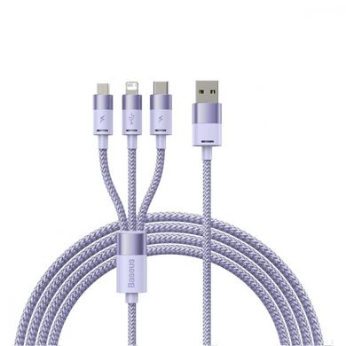 Кабель Baseus StarSpeed One-for-three Fast Charging USB (Micro USB+Lightning+Type-C) 3.5A (1.2m) Purple купити