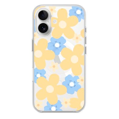 Чехол прозрачный Print Flower Color with MagSafe для iPhone 16 Plus Yellow - ash-mobile.com.ua - фото 1