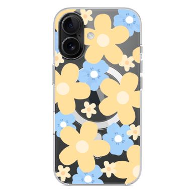 Чехол прозрачный Print Flower Color with MagSafe для iPhone 16 Plus Yellow - ash-mobile.com.ua - фото 4