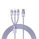 Кабель Baseus StarSpeed One-for-three Fast Charging USB (Micro USB+Lightning+Type-C) 3.5A (1.2m) Purple