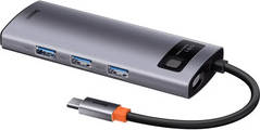 Перехідник для MacBook USB-C хаб Baseus Metal Gleam Series Multifunctional 5 в 1 Gray купити