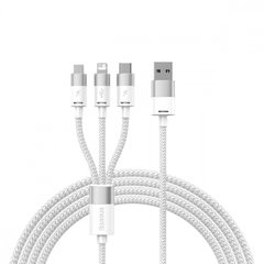 Кабель Baseus StarSpeed One-for-three Fast Charging USB (Micro USB+Lightning+Type-C) 3.5A (1.2m) White купити