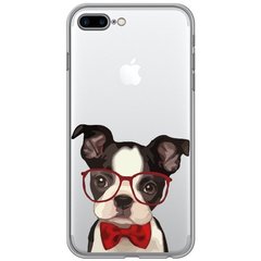 Чехол прозрачный Print Dogs для iPhone 7 Plus | 8 Plus Glasses Bulldog Red купить