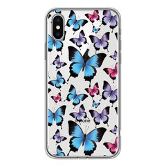 Чохол прозорий Print Butterfly для iPhone X | XS Blue/Pink купити