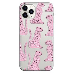 Чехол прозрачный Print Meow для iPhone 14 PRO MAX Leopard Pink