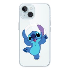 Чехол прозрачный Print Blue Monster with MagSafe для iPhone 15 Happy
