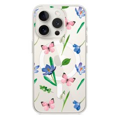Чехол прозрачный Print Butterfly with MagSafe для iPhone 14 PRO Pink