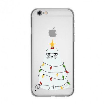 Чохол прозорий Print NEW YEAR для iPhone 6 Plus | 6s Plus Cat Garland - ash-mobile.com.ua - фото 1