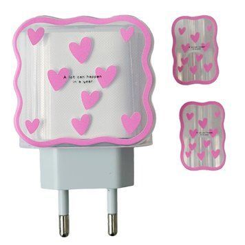 Захисний чохол для блоку ЗП + Кліпса + Пружинка для кабелю Many Pink Hearts - ash-mobile.com.ua - фото 1