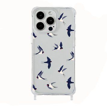 Чехол прозрачный с ремешком Print Happy Nice для iPhone X | XS Swallows - ash-mobile.com.ua - фото 1