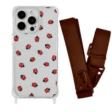 Чехол прозрачный с ремешком Print Happy Nice для iPhone 13 Lazybug/Brown - ash-mobile.com.ua - фото 1