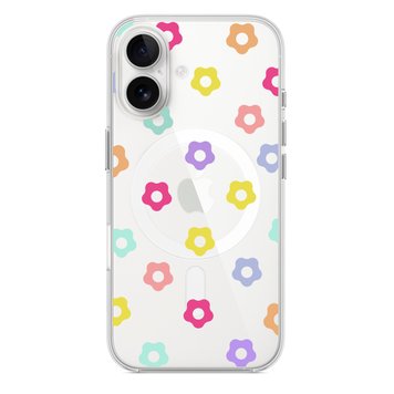 Чехол прозрачный Print Flower Color with MagSafe для iPhone 16 Plus Flower rainbow - ash-mobile.com.ua - фото 1