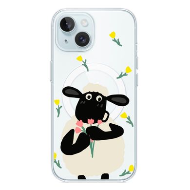 Чохол прозорий Print Happy Nice with MagSafe для iPhone 15 Plus Sheep - ash-mobile.com.ua - фото 1