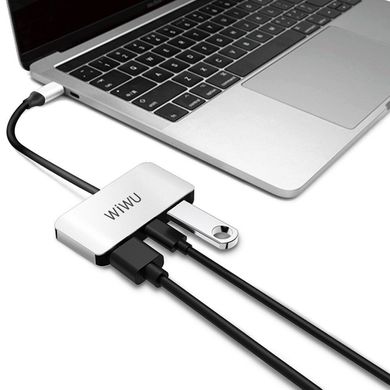 Переходник для Macbook USB-C хаб WIWU Alpha 3 in 1 C2H Silver купить