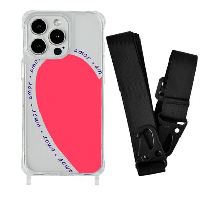 Чохол прозорий з ремінцем Print Mood swings для iPhone 15 Plus Heart Amor/Black - ash-mobile.com.ua - фото 1