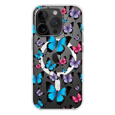Чохол прозорий Print Butterfly with MagSafe для iPhone 16e | 17e Blue/Pink - ash-mobile.com.ua - фото 3