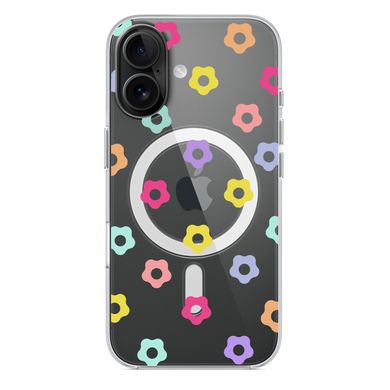 Чехол прозрачный Print Flower Color with MagSafe для iPhone 16 Plus Flower rainbow - ash-mobile.com.ua - фото 4