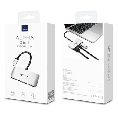 Перехідник для Macbook USB-C хаб WIWU Alpha 3 in 1 C2H Silver купити