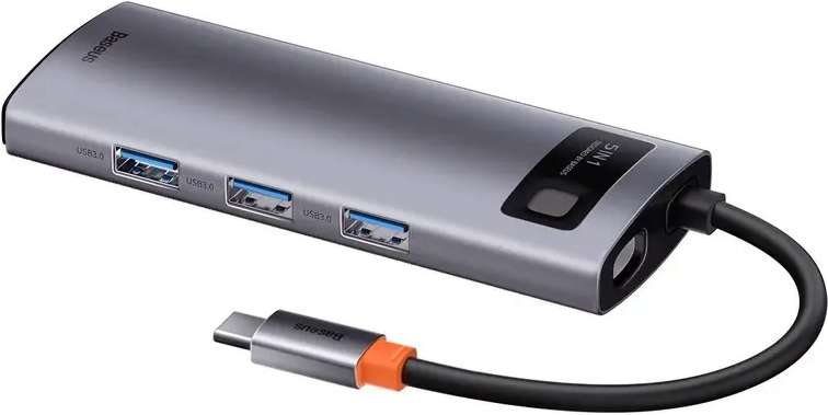 Переходник для MacBook USB-C хаб Baseus Metal Gleam Series Multifunctional 5 в 1 Gray купить