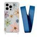 Чехол прозрачный с ремешком Print Flower для iPhone X | XS Spring Breeze/Blue Cobalt