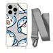 Чехол прозрачный с ремешком Print Shark для iPhone 17 Shark More/Silver