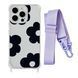 Чохол прозорий з ремінцем Print Flower Color для iPhone 16 PRO Black/Glycine