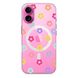 Чехол прозрачный Print Flower Color with MagSafe для iPhone 16 Plus Flower rainbow