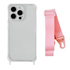 Чехол прозрачный с ремешком для iPhone 14 PRO Pink