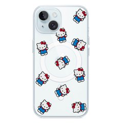 Чехол прозрачный Print Hello Kitty with MagSafe для iPhone 14 Plus Whole Blue