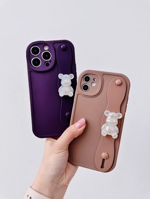 Чохол з тримачем ведмедиком перламутровим для iPhone 14 Plus Coffee - ash-mobile.com.ua - фото 5