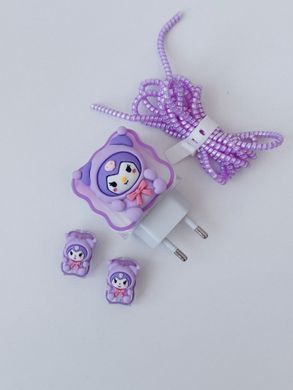 Захисний чохол для блоку ЗП + Кліпса + Пружинка для кабелю Kuromi Purple - ash-mobile.com.ua - фото 2