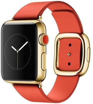 Ремінець Modern Buckle Leather для Apple Watch 38mm | 40mm | 41mm Red/Gold - ash-mobile.com.ua - фото 1