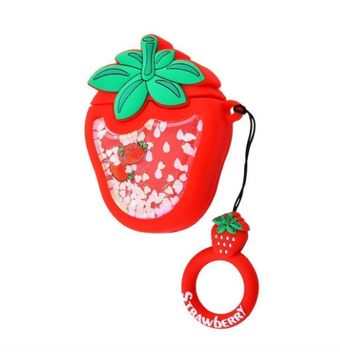 Чехол 3D для AirPods 1 | 2 Strawberry с блестками - ash-mobile.com.ua - фото 1