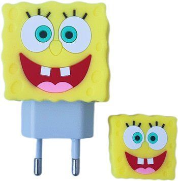 Захисний чохол для блоку ЗП + Кліпса для кабелю Sponge Bob Yellow - ash-mobile.com.ua - фото 1