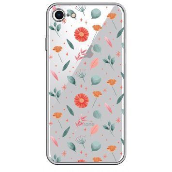 Чохол прозорий Print Flower для iPhone 7 | 8 | SE 2 | SE 3 Red - ash-mobile.com.ua - фото 1