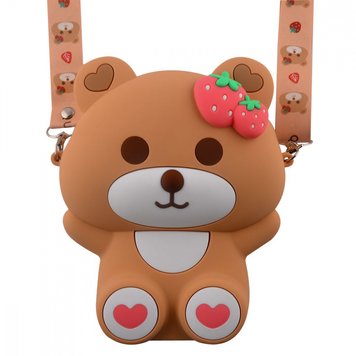 Сумка на плечо для детского фотоаппарата Bear Strawberry 12,5*15*5 Brown - ash-mobile.com.ua - фото 1