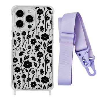 Чехол прозрачный с ремешком Print Flower для iPhone 7 | 8 | SE 2 | SE 3 Floral Black/Glycine - ash-mobile.com.ua - фото 1