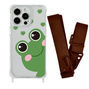 Чехол прозрачный с ремешком Print Happy Nice для iPhone X | XS Frog/Brown - ash-mobile.com.ua - фото 1