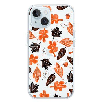 Чохол прозорий Print AUTUMN with MagSafe для iPhone 14 Plus Leaves Orange - ash-mobile.com.ua - фото 1