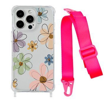 Чехол прозрачный с ремешком Print Flower для iPhone X | XS Spring Breeze/Hot Pink - ash-mobile.com.ua - фото 1