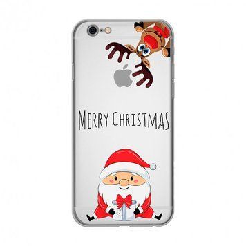 Чохол прозорий Print NEW YEAR для iPhone 6 Plus | 6s Plus Santa Claus and Deer - ash-mobile.com.ua - фото 1