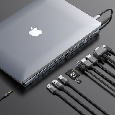 Перехідник для MacBook USB-C хаб Baseus Enjoyment 11 в 1 Gray купити